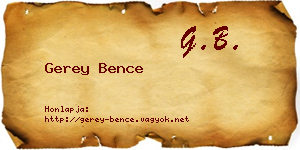 Gerey Bence névjegykártya